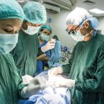 Surgical team working in an operating room